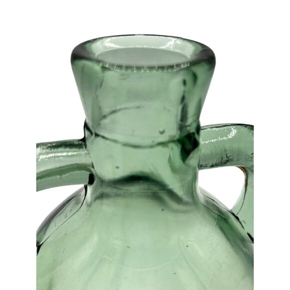 Vintage Green Glass Double Handled Jug 7.5" Tall - Picture 9 of 10